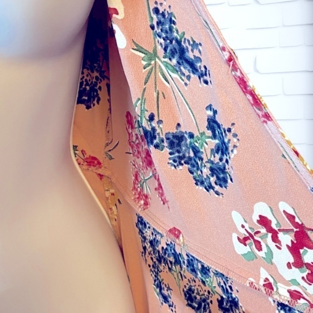 Lulus Mystic Mondays Pink Floral Print Wrap Maxi Dress, Short Sleeves size XS/S - Picture 12 of 15